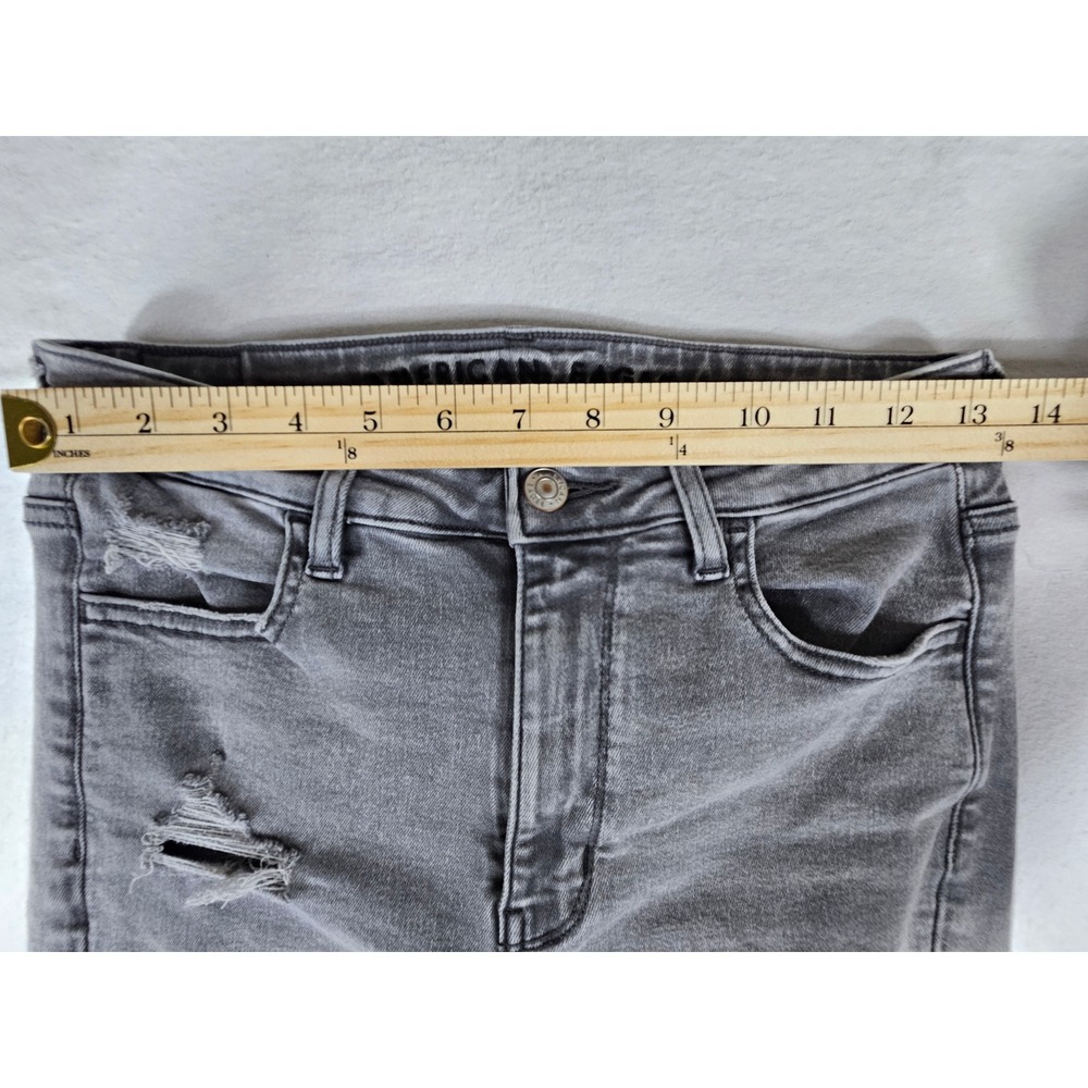 American Eagle Super Hi-Rise Jegging Gray Distressed Next Level Stretch Size 6 - Picture 2 of 12